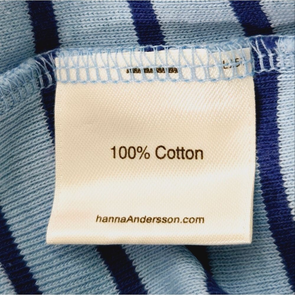 Hanna Andersson Blue Striped Knit Short Sleeve Everyday Play Dress Size 150 - Picture 6 of 7
